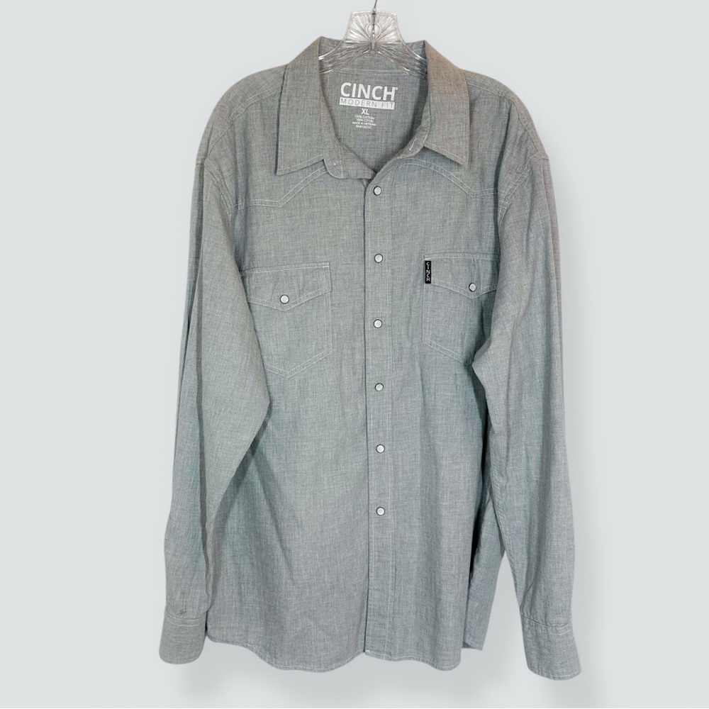 Cinch Size XL Modern Fit Pearl Snap Long Sleeve Gray Western Rodeo Cowboy Casual